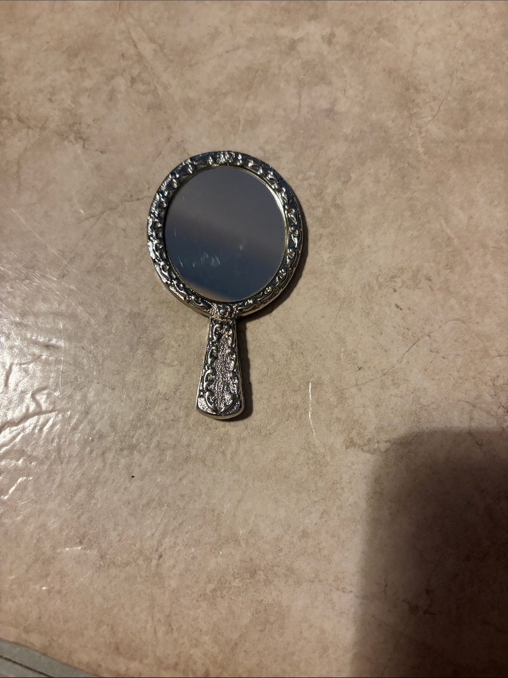 Ornate Silver Handheld Mirror - Silver Vintage